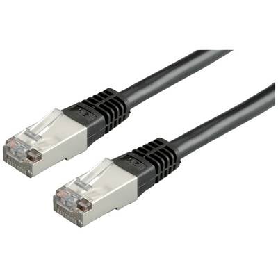 Zwei schwarze Ethernet-Kabel mit metallischen Steckern, geeignet für Netzwerkverbindungen.