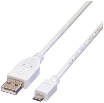 VALUE USB 2.0 Kabel, USB A ST - Micro USB B ST, weiß, 3 m