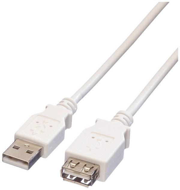 VALUE USB 2.0 Verlängerungskabel, Typ A-A, ST/BU, weiß, 1,8 m