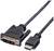 'Ein DVI-zu-HDMI-Kabel, das zum Verbinden von Computern mit Monitoren oder Fernsehern verwendet wird.'