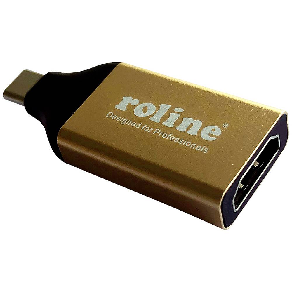 Roline 12.03.3231 USB-C-HDMI Adapter Zwart, Goud