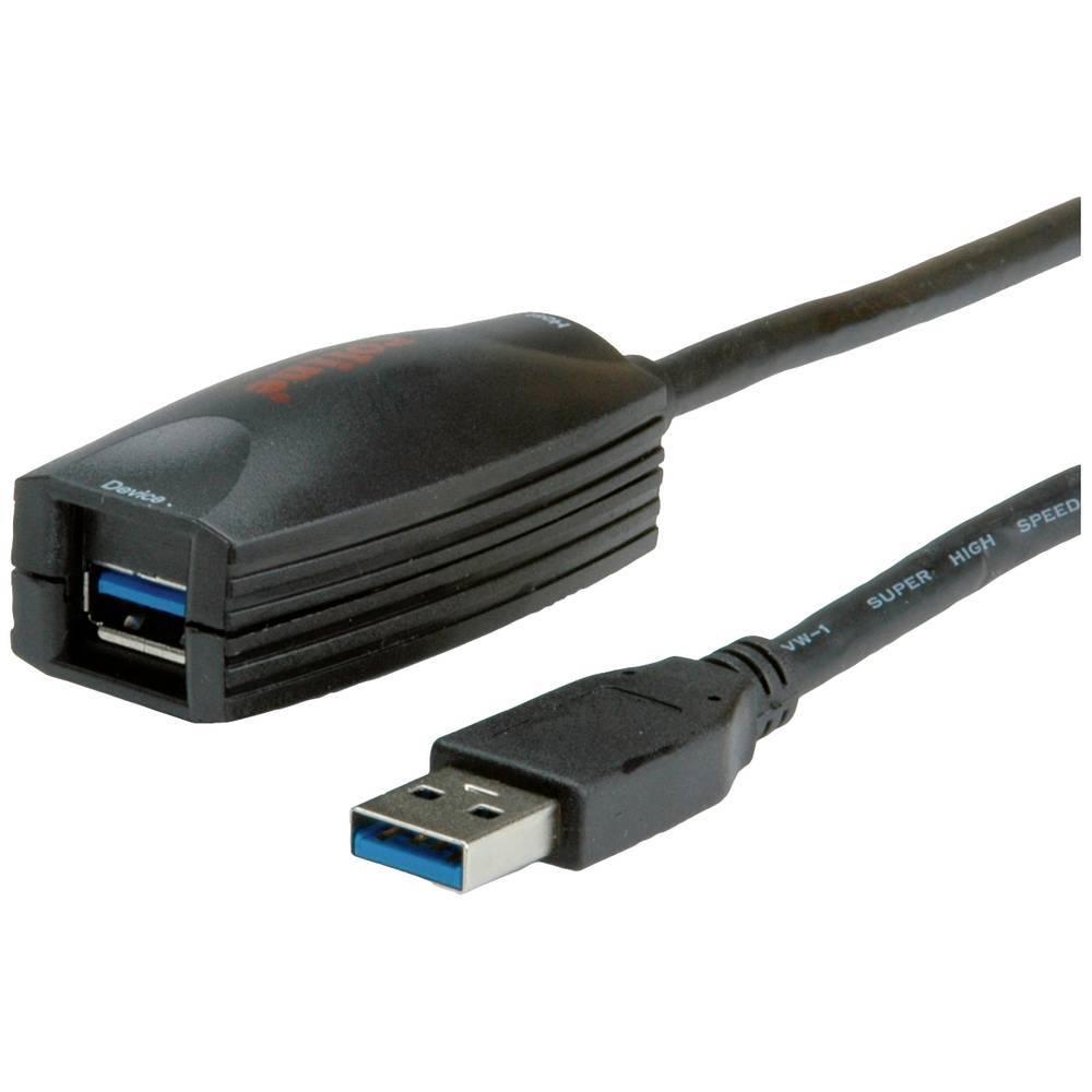 Roline 12.04.1096 USB-kabel USB 3.2 Gen1 (USB 3.0-USB 3.1 Gen1) USB-A stekker, USB-A bus 5.00 m Zwar