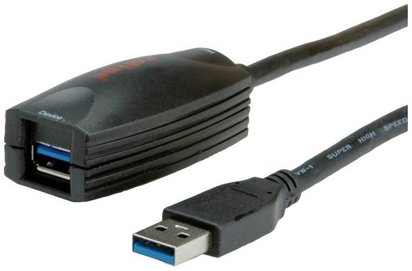 ROLINE USB 3.2 Gen 1 Aktives Repeater Kabel, schwarz, 5 m