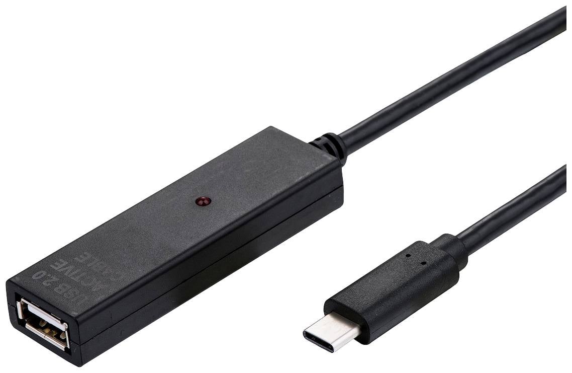 VALUE USB 2.0 Verlängerung, aktiv, mit Repeater, A-C, schwarz, 10 m
