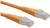 Zwei orangefarbene Ethernet-Kabel mit RJ-45-Steckern.