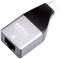 Ein schwarzer und grauer USB-C-Adapter mit RJ-45-Buchse, beschriftet mit 'roline Designed for Professionals'.