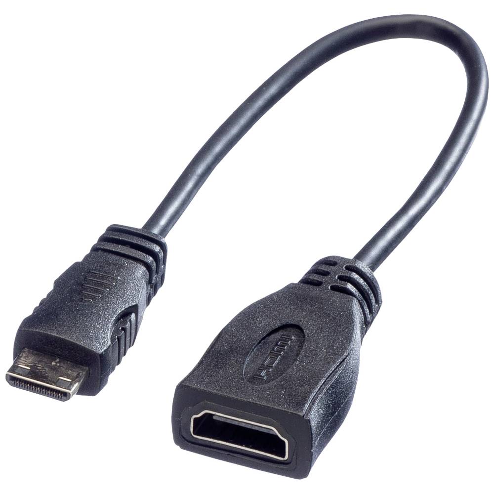Roline HDMI Aansluitkabel HDMI-A bus, HDMI-mini-C stekker 0.15 m Zwart 11.04.5586 Afgeschermd HDMI-k