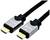 'Zwei HDMI-Kabel mit schwarzen Steckern und geflochtenem Kabelmantel, auf weißem Hintergrund.'