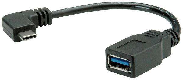 ROLINE USB 3.2 Gen 1 Kabel Typ C - Typ A, ST/BU, OTG, schwarz, 0,15 m