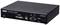 Schwarze KVM-Verlängerungseinheit mit verschiedenen Anschlüssen, einschließlich DVI, USB, und Audio, auf einem weißen Hintergrund.