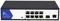 Ein schwarzer PoE-Switch mit acht Gigabit-Ethernet-Ports und einem SFP-Port. Text: 'PoE Switch 8-port Gigabit TP+ 1GE Uplink +1 GE SFP'.