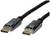 Zwei DisplayPort-Kabel mit schwarzen Steckern und geflochtenen Ummantelungen.