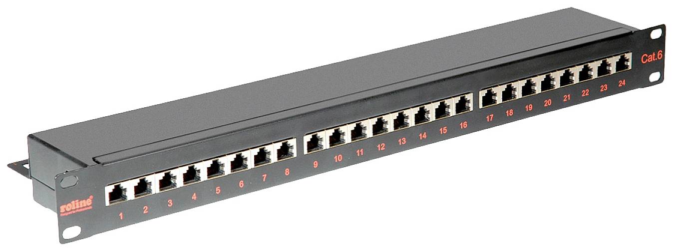 ROLINE Cat.6 (Class E) 19-Zoll-Patchpanel, 24P, geschirmt, schwarz