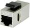 Ein CAT.6-Netzwerkstecker, silberfarben, mit schwarzem Entriegelungsknopf, geeignet für Ethernet-Verbindungen in Netzwerken.