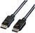 Schwarzes DisplayPort-Kabel mit zwei identischen Steckern für den Anschluss von Computern an Monitore oder andere Displays.