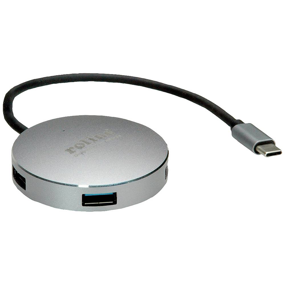 Roline USB-combi-hub 4 poorten Grijs