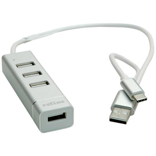 Thumbnail - ROLINE USB 2.0 Notebook Hub, 4 Ports, Typ A+C Anschlusskabel