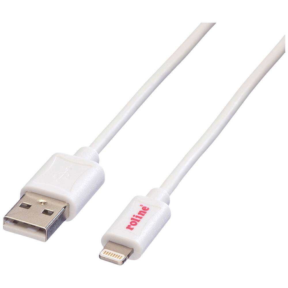 Roline 11.02.8321 USB-kabel USB 2.0 USB-A stekker, Apple Lightning stekker 1.00 m Wit Afgeschermd