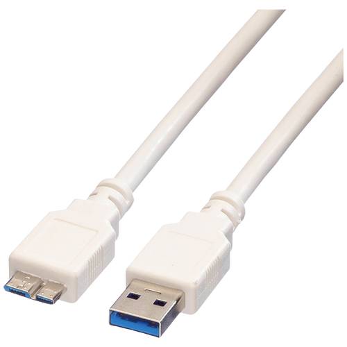 Thumbnail - VALUE USB 3.2 Gen 1 Kabel, A ST - Micro B ST, weiß, 0,8 m
