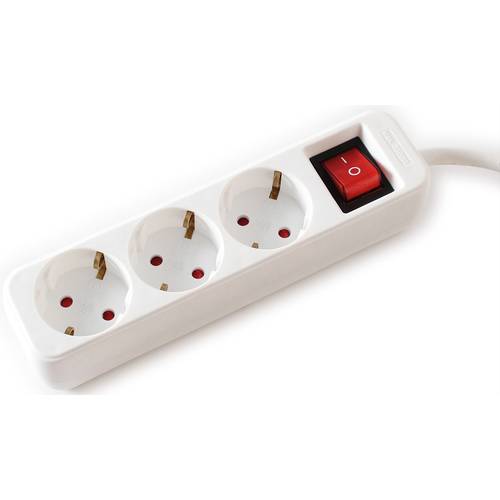 VALUE 3-fach Steckdosenleiste mit Schalter, weiß, 10 m