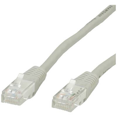 Ein graues Ethernet-Kabel mit zwei RJ45-Steckern an den Enden, verwendet für Netzwerkverbindungen.