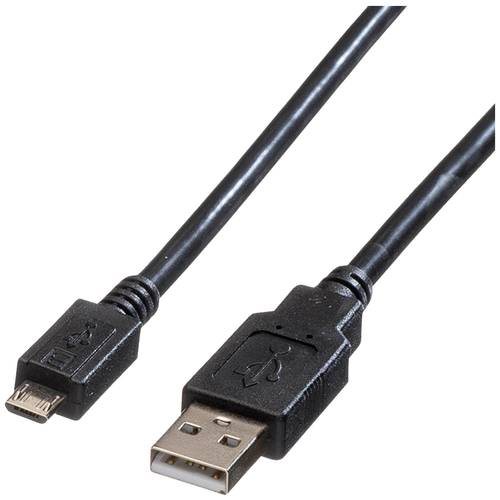 Thumbnail - ROLINE USB 2.0 Kabel, USB A ST - Micro USB B ST, schwarz, 0,15 m