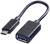 USB-C-zu-USB-A-Adapterkabel, schwarz, ca. 15 cm lang. Eignet sich zum Verbinden von Geräten mit unterschiedlichen USB-Anschlüssen.