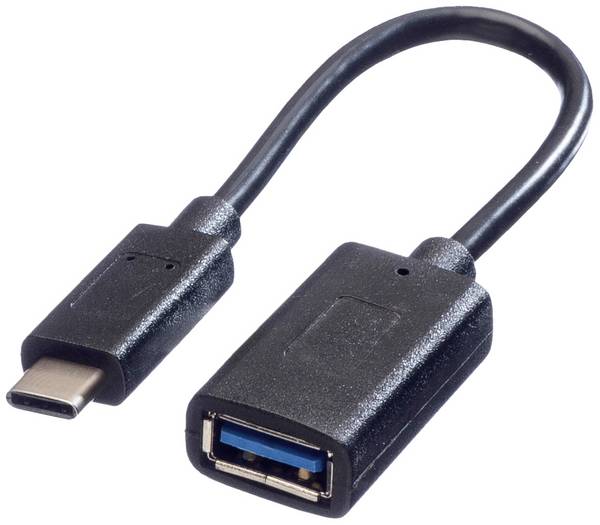 VALUE USB 3.2 Gen 1 Kabel, USB Typ C - A, ST/BU, OTG, schwarz, 0,15 m