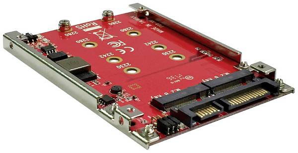 ROLINE M.2 zu SATA III SSD H/W Adapter, 2x M.2 NGFF SSD, Boot- und RAID-fähig