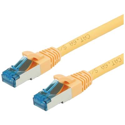 Zwei orangefarbene Netzwerkkabel mit blauen Steckern, die häufig zum Anschluss von Computern an das Internet oder ein Netzwerk verwendet werden.