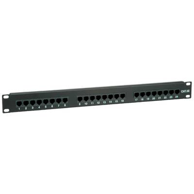 Patchpanel mit 24 nummerierten Ethernet-Ports für Netzwerkkabelverwaltung. Modell: CAT.5E.