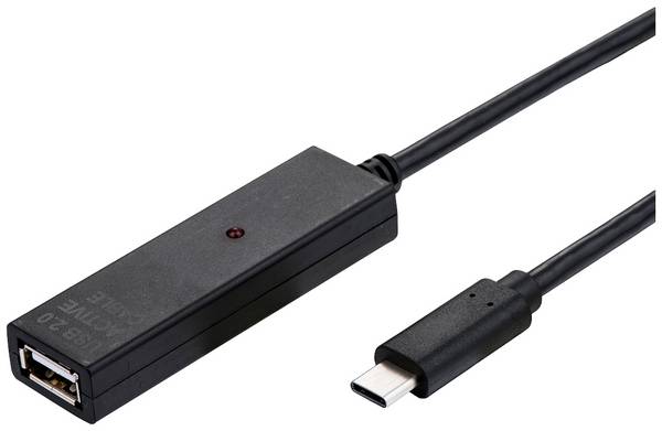 VALUE USB 2.0 Verlängerung, aktiv, mit Repeater, A-C, schwarz, 20 m