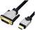 'DVI-zu-HDMI-Kabeladapter, zeigt die Anschlüsse: links DVI, rechts HDMI.'