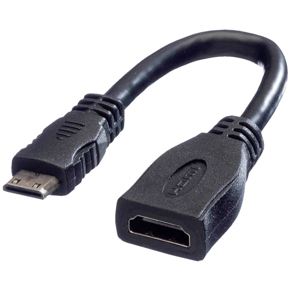 Value HDMI Aansluitkabel HDMI-A bus, HDMI-mini-C stekker 0.15 m Zwart 11.99.5586 Afgeschermd HDMI-ka