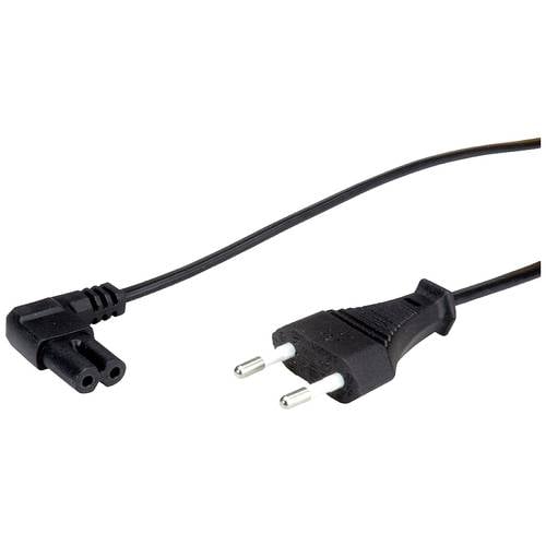 VALUE Netzkabel Euro-Flachstecker auf C7 gewinkelt, 2polig, schwarz, 1,8 m