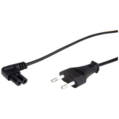 Ein Eurostecker und ein zugehöriger Netzkabel-Eingang. Der Stecker ist für europäische Steckdosen ausgelegt.