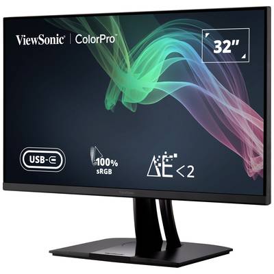 ViewSonic ColorPro-Monitor, 32 Zoll, mit USB-C Anschluss und 100% sRGB-Farbraumabdeckung.
