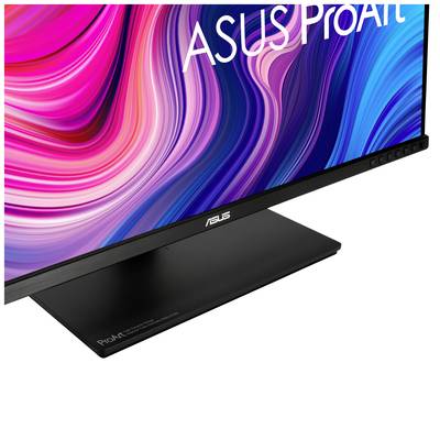Laptop mit farbigem Bildschirm und 'ASUS ProArt' Logo. Das Design zeigt kräftige, ineinander fließende Farbmuster.