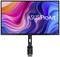 Monitor 'ASUS ProArt' mit farbenfrohem, wellenförmigem Hintergrund; geeignet für kreative und professionelle Anwendungen.