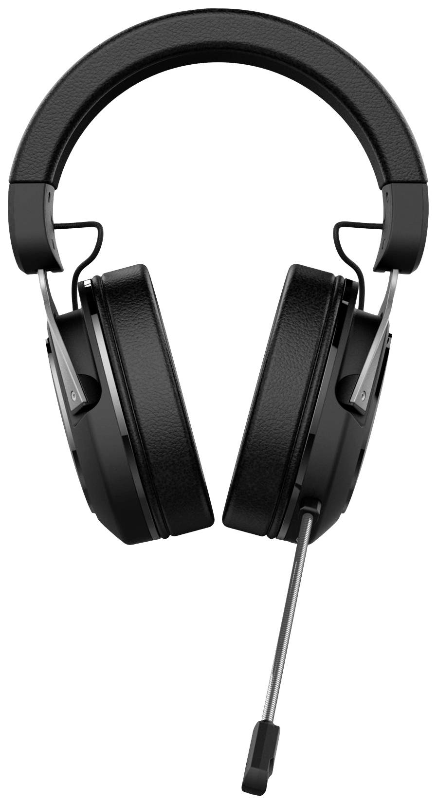 Schwarzes Gaming-Headset mit Mikrofon.