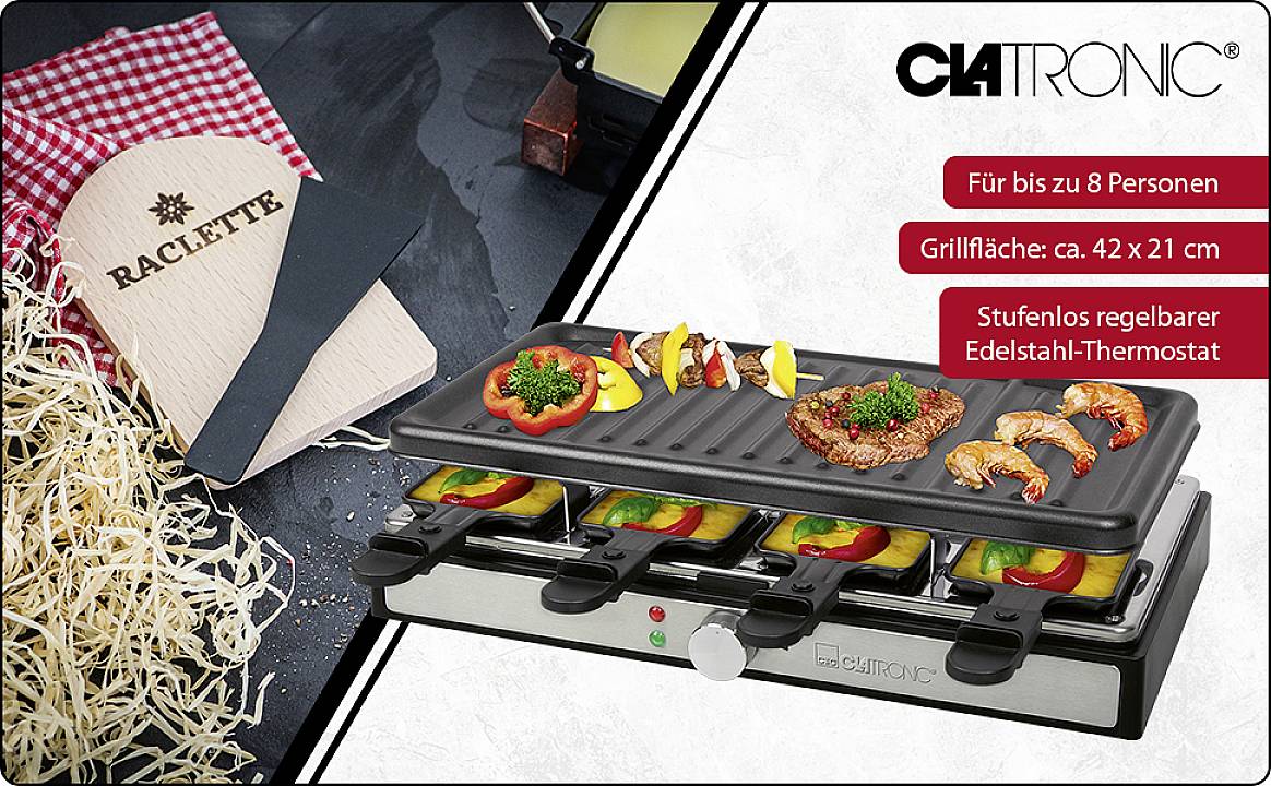 Clatronic Raclette-Grill RG 3757 schwarz, 8 Pfännchen, antihaftbeschichtet-7