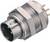 Steckergehäuse aus Metall mit rundem Anschluss und mehreren Stiften, geeignet für industrielle Elektroverbindungen.