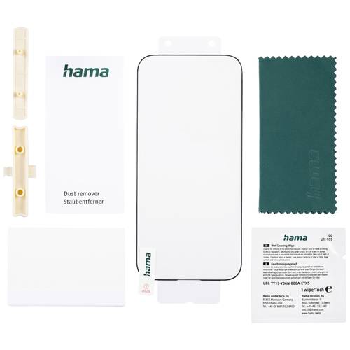 hama 00222736 Handy-Schutzglas Super Hybrid für Apple iPhone 15 Pro, Montagehilfe