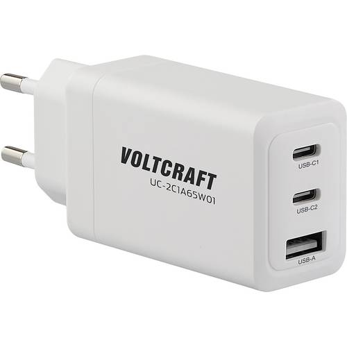 Thumbnail - VOLTCRAFT UC-2C1A65W01 USB Ladegerät 65 W 1x USB-A, 2x USB-C® Fast Charge, USB PD 3.0 Weiß Innenbereich GaN