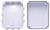Ein weißes Kunststoffgehäuse mit sechs seitlichen Öffnungen. Darunter ist die Abdeckplatte zu sehen. Beide Teile sind rechteckig.