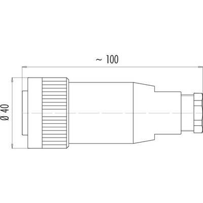 Technische Zeichnung eines zylindrischen Bauteils mit Durchmesser 40 mm und Länge ca. 100 mm, zeigt detailliertes Profil und Maße.