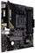 Eine schwarze ASUS TUF Gaming-Motherboard mit mehreren Anschlüssen und zwei RAM-Steckplätzen, geeignet für PC-Bauprojekte.