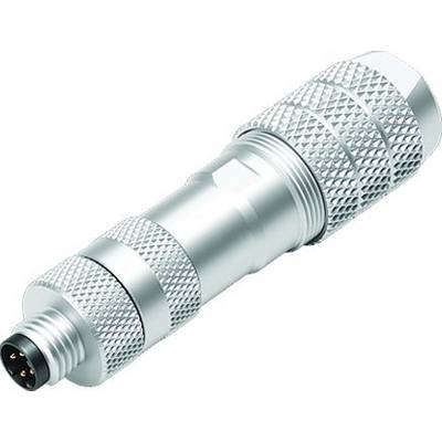 Metallener elektrischer Stecker mit geriffelter Oberfläche und mehreren Pins, geeignet für Industrieanwendungen.