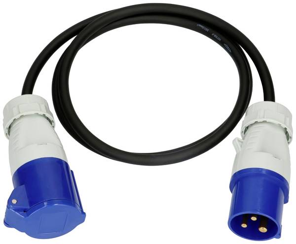 Max Hauri 163894 Strom Verlängerungskabel Blau, Schwarz 1.5 m H07RN-F 3G 1,5 mm² Ölbeständig, UV-Beständig, Säurebeständig