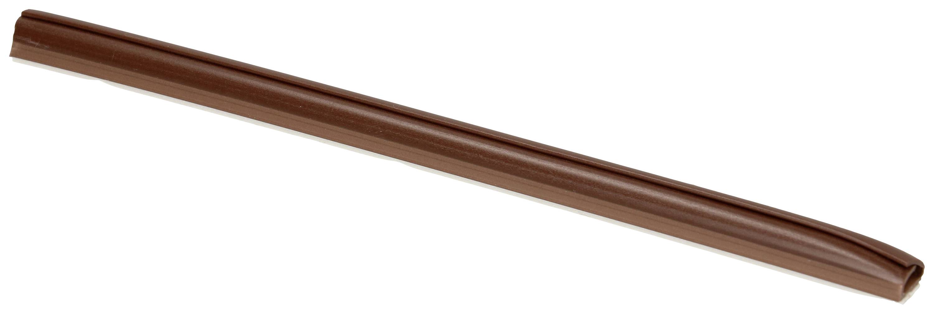 Eine lange, braune Kunststoffleiste in Form eines schmalen Streifens. Sie ist glatt und gleichmäßig geformt.